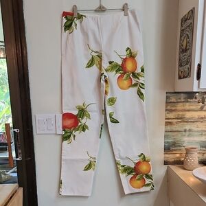 Steven Stolman White Pants with Orange and Green Print
